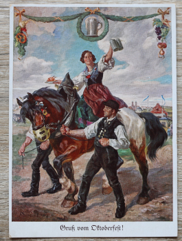 AK München / 1935 / 1810-1935 Jubiläum / Gruss vom Oktoberfest / Ross Kellnerin / Künstler Karte